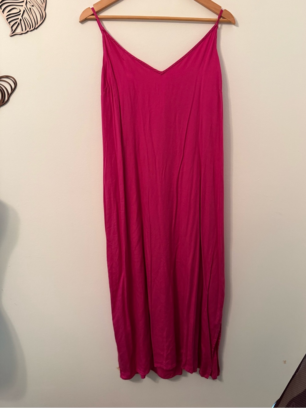 Old Navy Hot Pink Maxi Slip Dress with Spaghetti Straps
